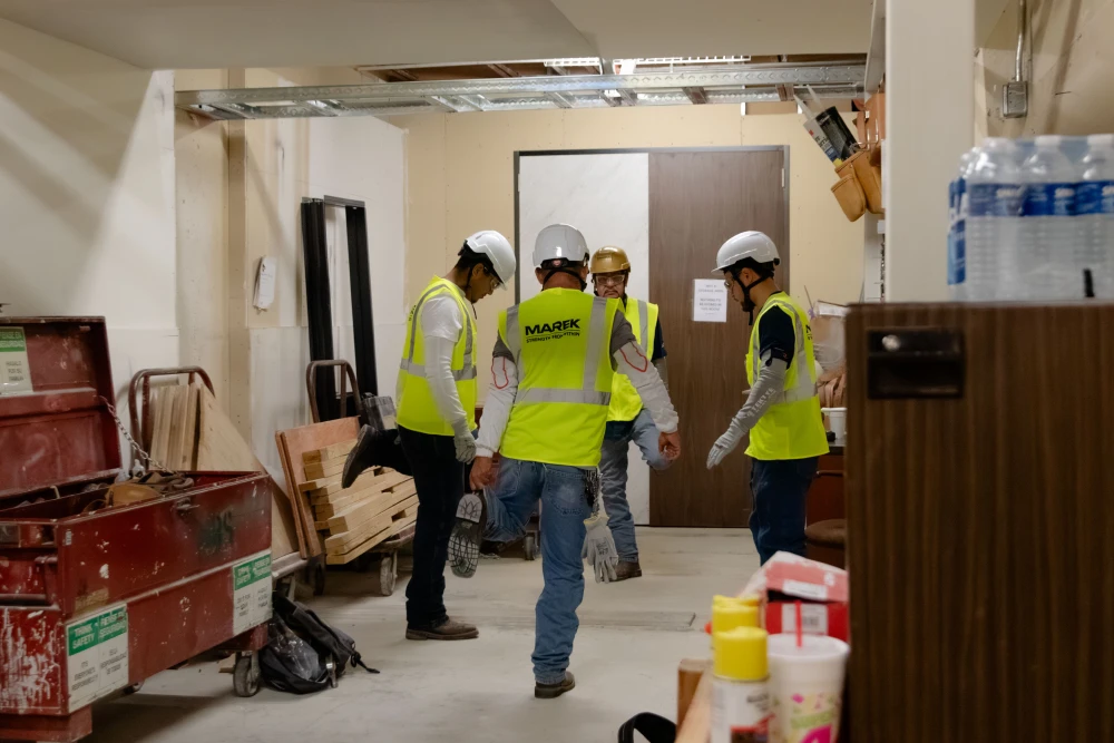 On site safety stretches.